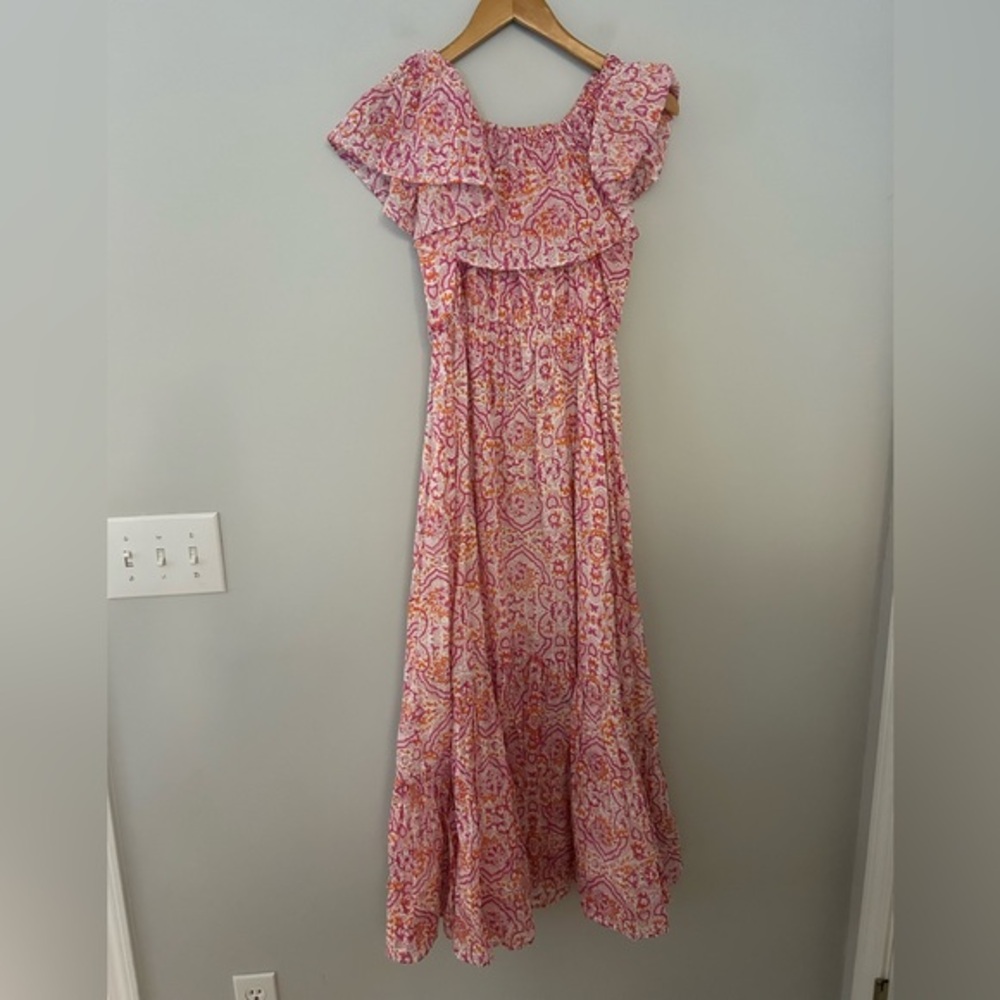 MER‎ ST. BARTH Benoite Off-The-Shoulder Pink Printed Maxi Dress